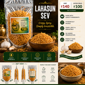 Lahasun Sev (Garlic Sev) – Crispy & Spicy Namkeen