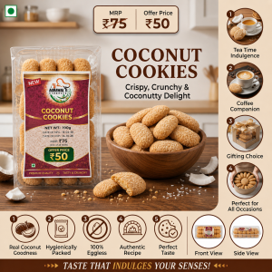 Premium Coconut Cookies | Crunchy & Tropical Coconut Biscuits – 100% Eggless