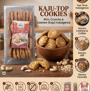 Premium Kaju-Top Cookies | Rich Cashew Topped Crunchy Biscuits – 100% Eggless