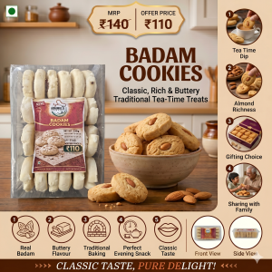 Premium Badam Cookies | Crunchy Almond Butter Biscuits– 100% Eggless