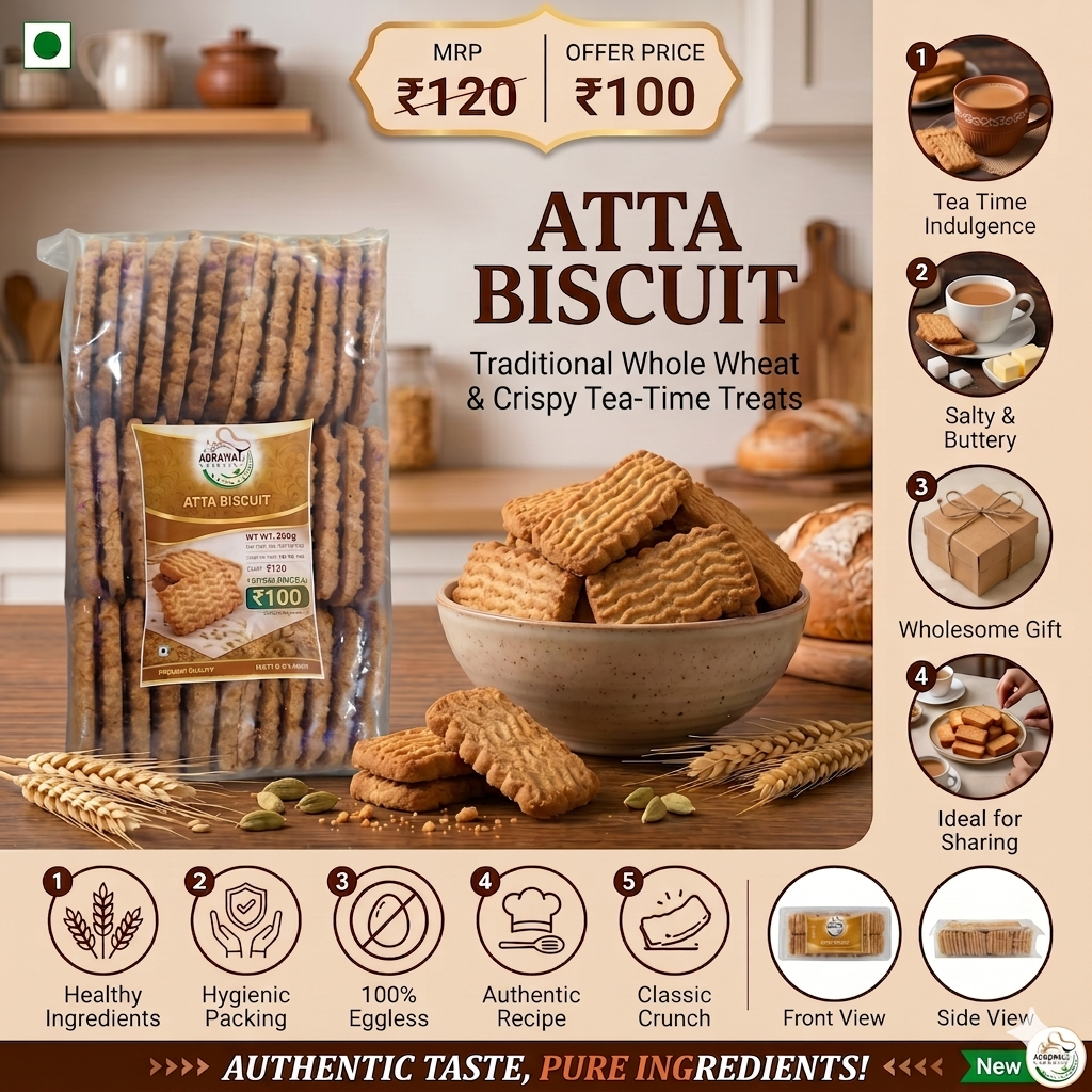 Atta Biscuit – Traditional Whole Wheat & Crispy Tea-Time Treats