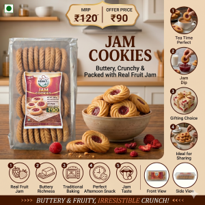 Premium Jam Cookies | Sweet Fruit Filled Fruity Biscuits – 100% Eggless