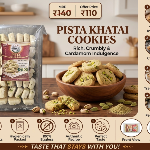 Premium Pista Khatai | Rich & Traditional Pistachio Butter Cookies (330g) – 100% Eggless
